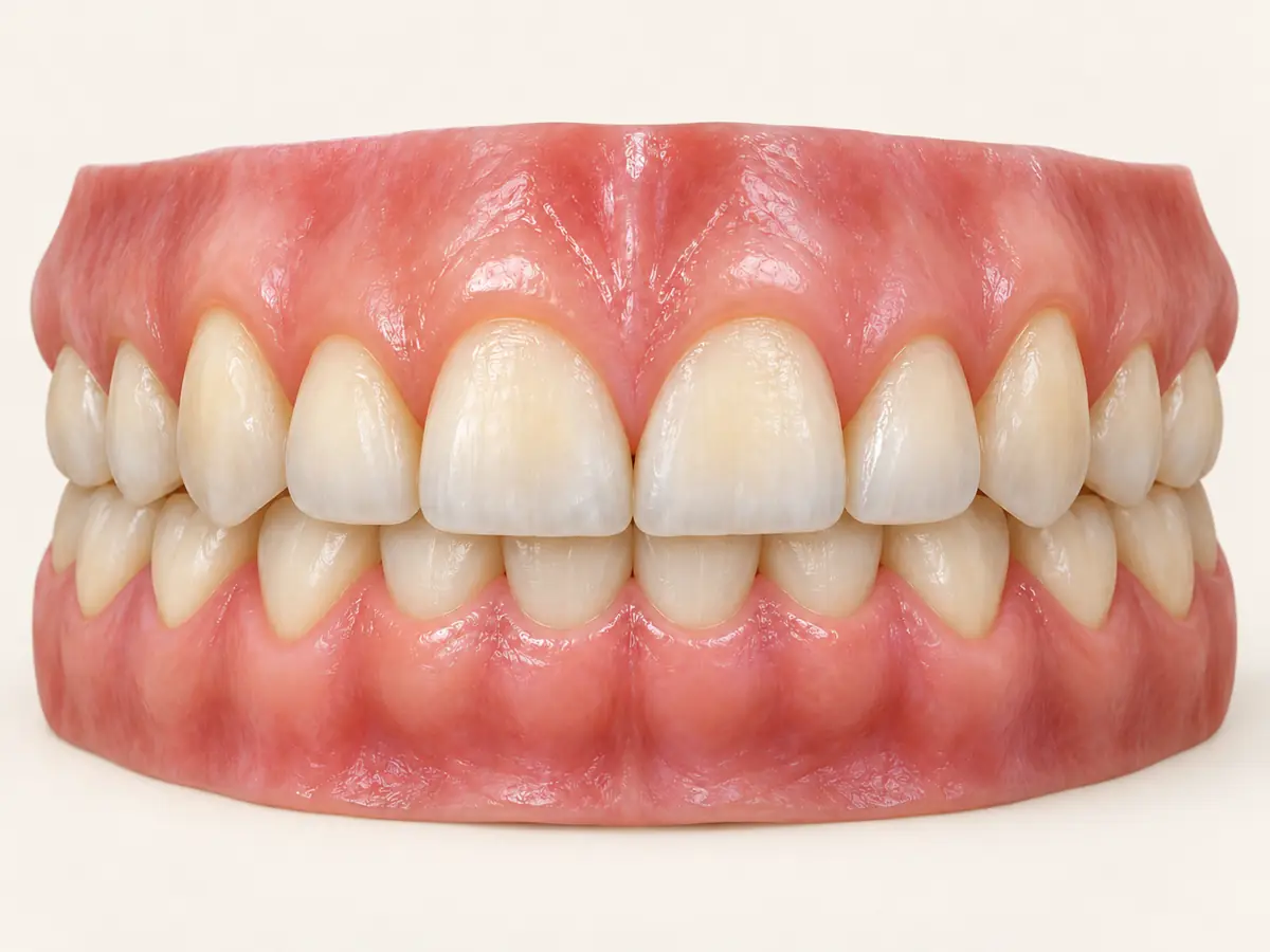 Deep bite, after alignment (illustration)