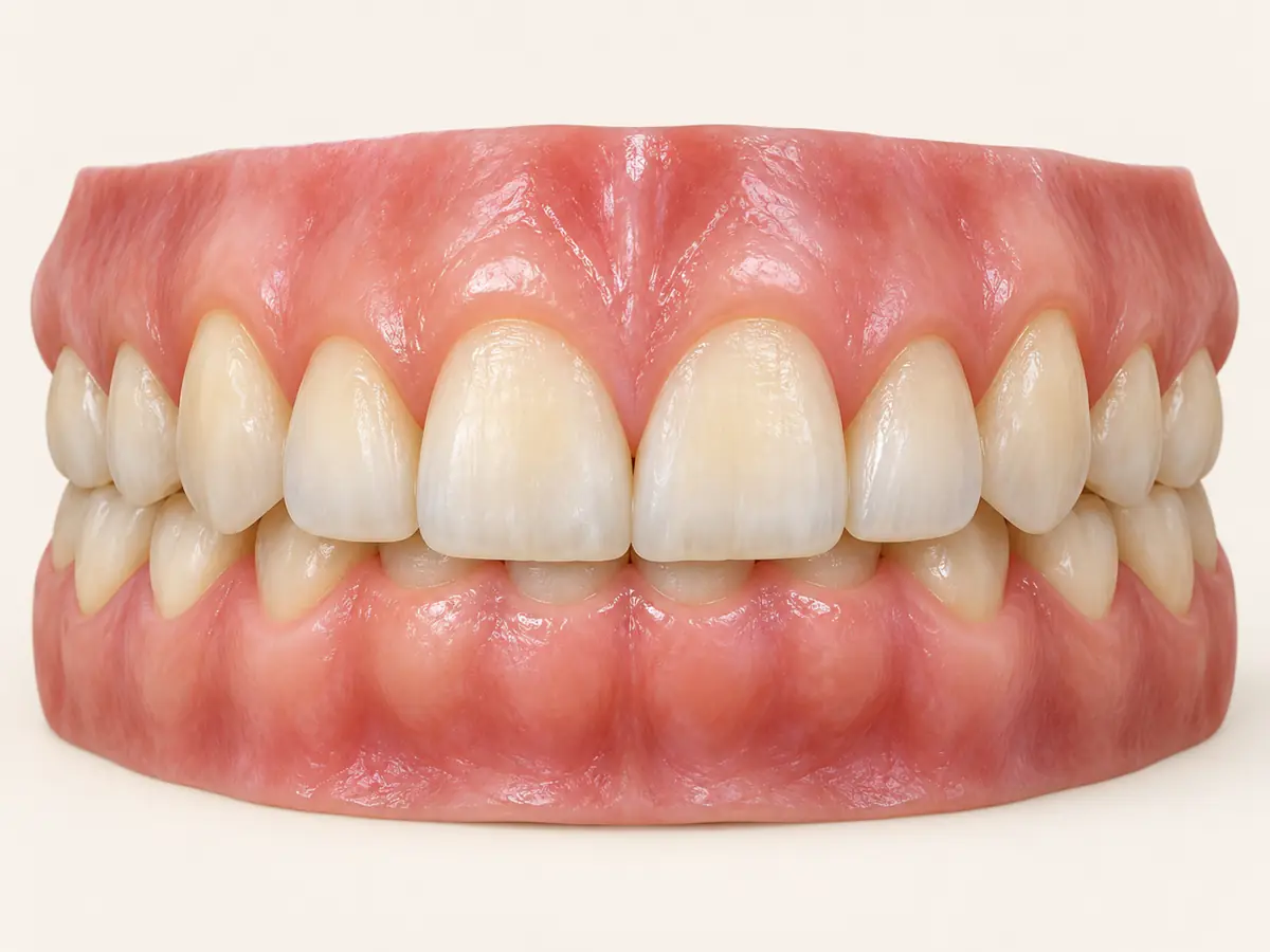 Deep bite, before treatment (illustration)