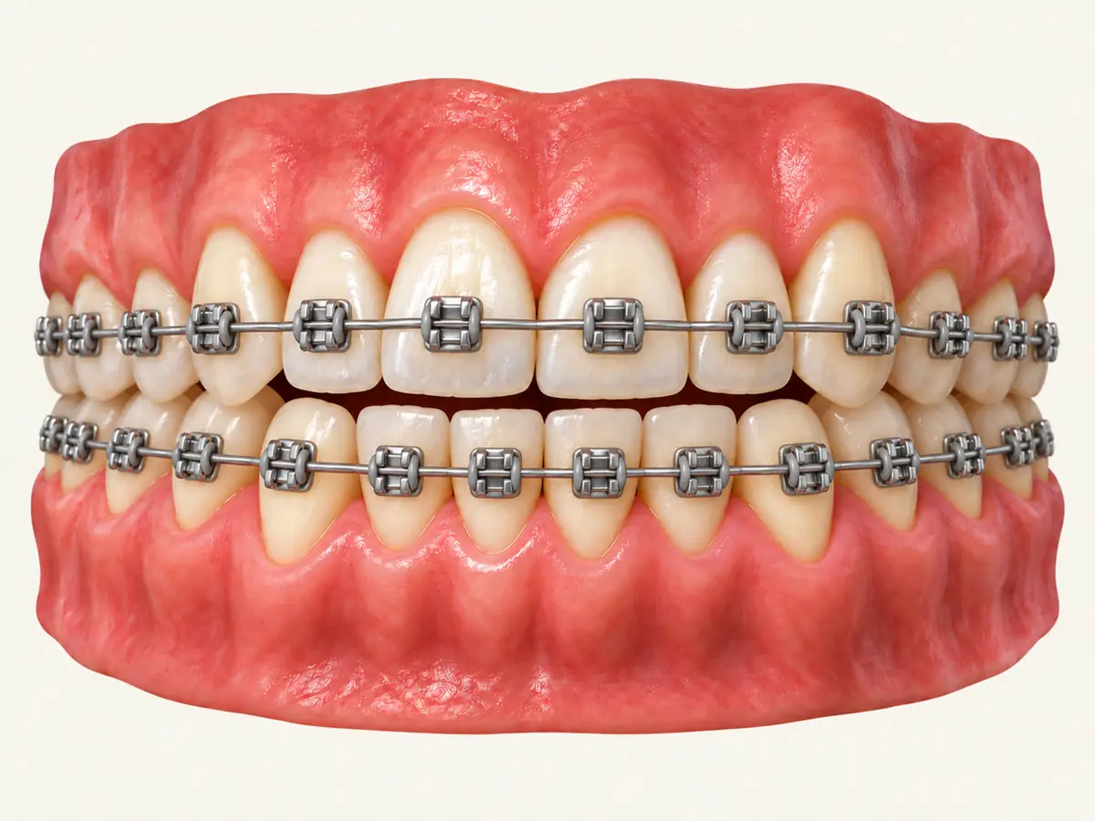Open bite, with braces (illustration)