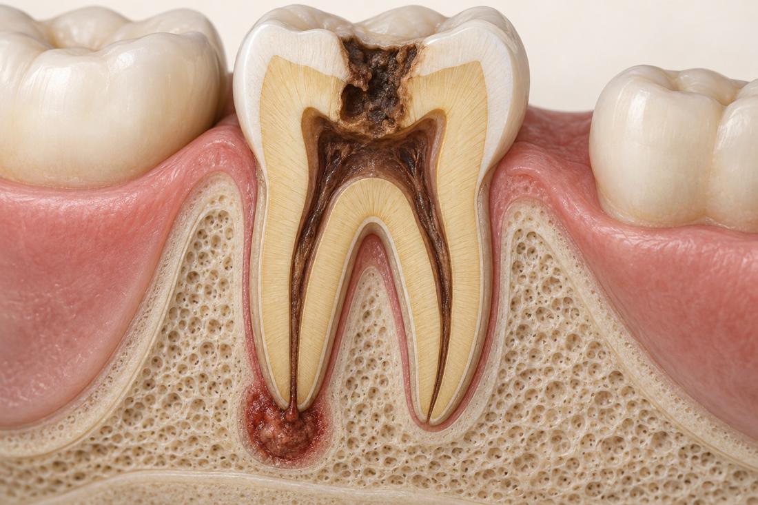Illustration of infection around the root tip