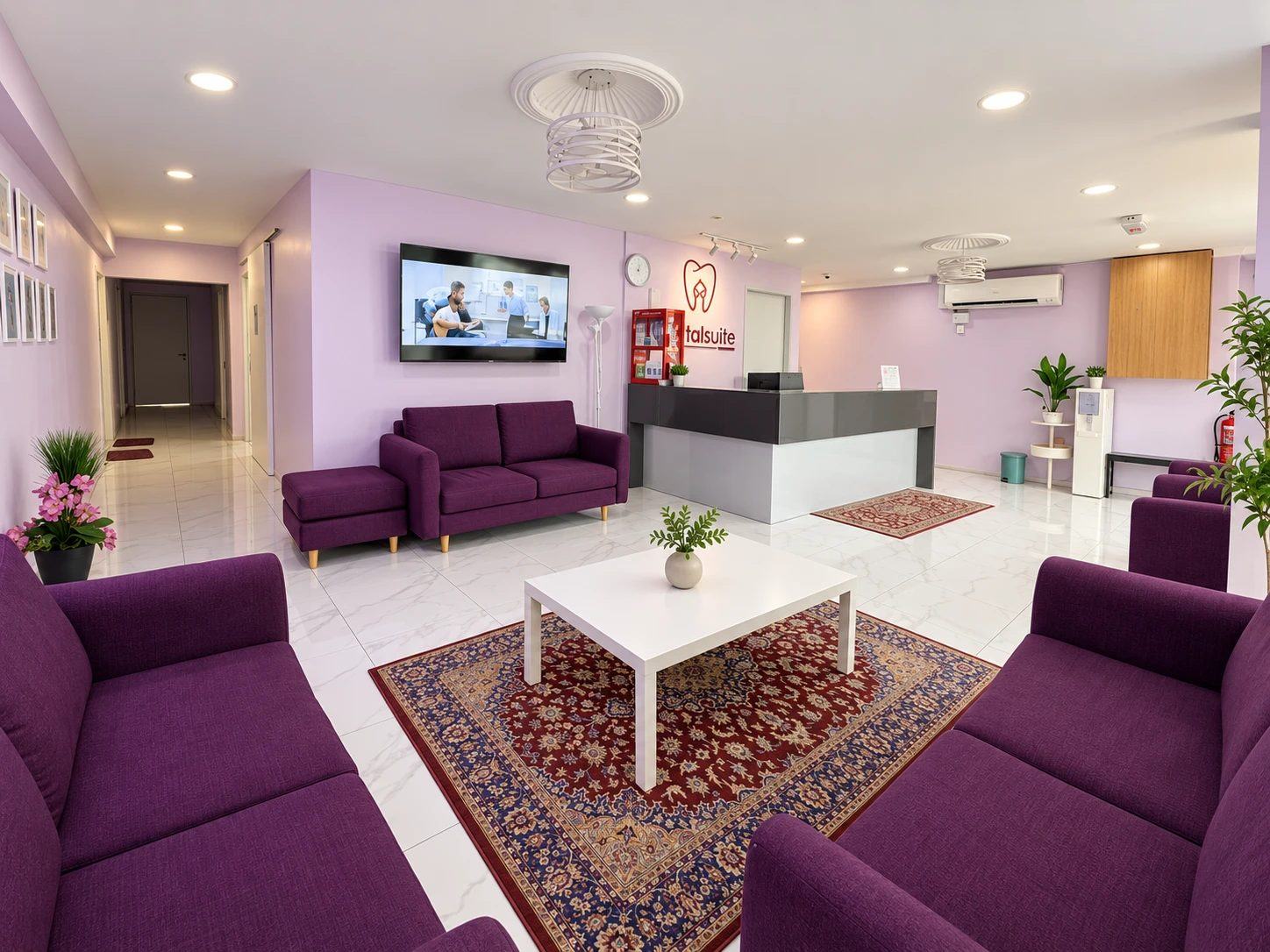Waiting lounge with seating at Dental Suite Setiawangsa